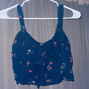 Navy Blue Crop Top with flowers
